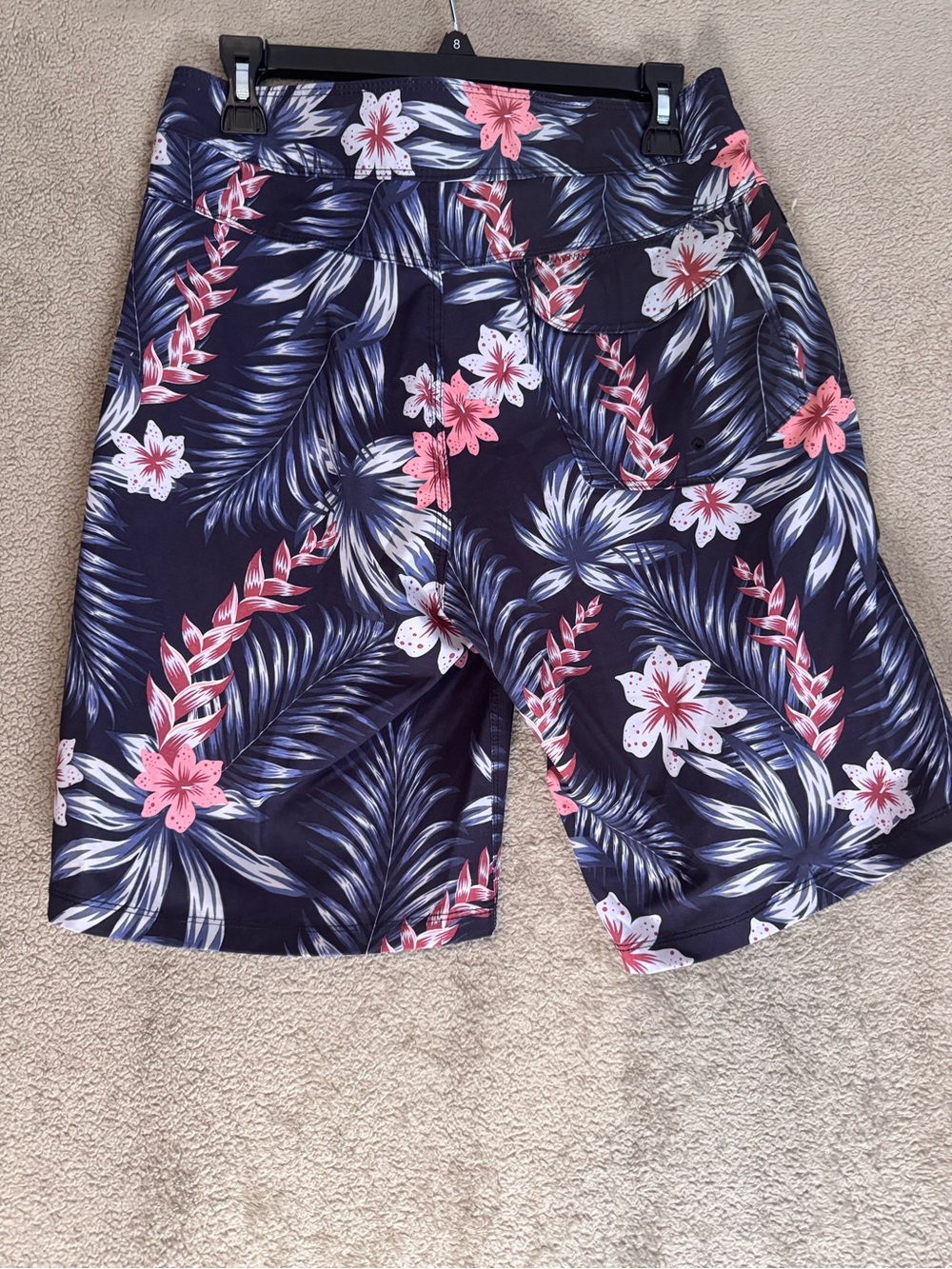 Hurley Men's Navy Floral Hybrid Shorts with Pink & White Accents - Picture 5 of 6